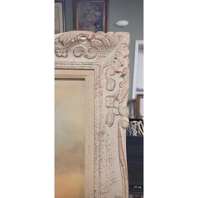 Peach Large Seascape 1950s Oil Painting Signed For Sale - Image 8 of 18