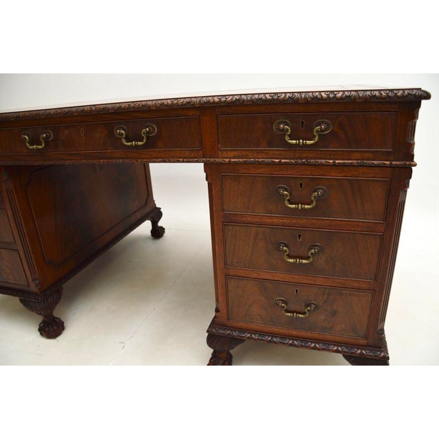 Antique Chippendale Pedestal Desk, 1900s For Sale - Image 12 of 13