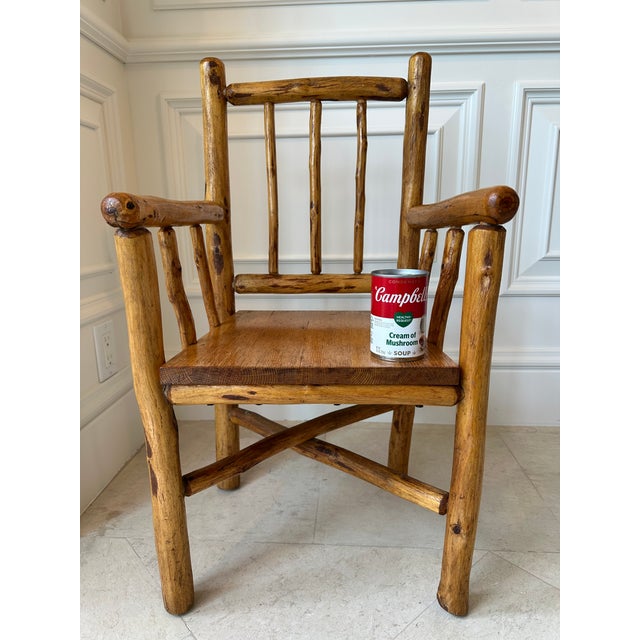 Cabin Vintage Handmade Small (Child) Size Rustic Carved Log Wood Chair For Sale - Image 3 of 18