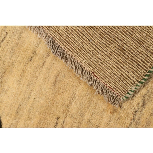 Textile 1950s Vintage Gabbeh Tribal Rug in Beige-Brown Open Field With Red Pictorial Figures For Sale - Image 7 of 8