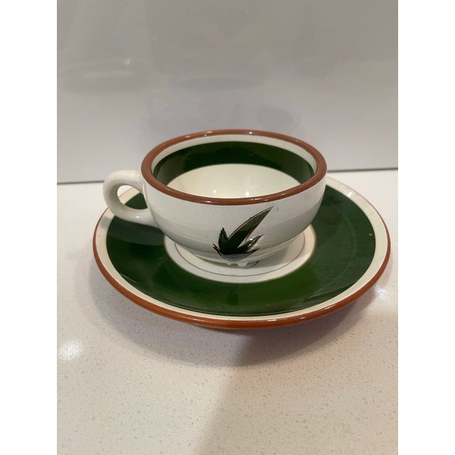 This is a vintage Stangl Pottery matching tea cup saucer (also works as a plate) in the Pink Thistle pattern. This pattern...