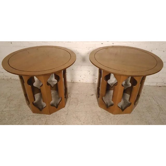 1960s Mid-Century Modern Side Tables With Sculpted Bases - A Pair For Sale - Image 5 of 5