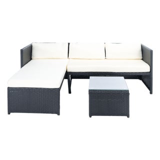 Bronson 3-Piece Sofa Set, Black/Beige For Sale