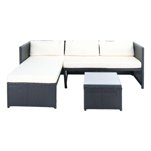 Bronson 3-Piece Sofa Set, Black/Beige For Sale