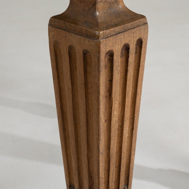 French 19th Century France Golden Oak Fluted-Leg Marble-Top Side Table For Sale - Image 3 of 11
