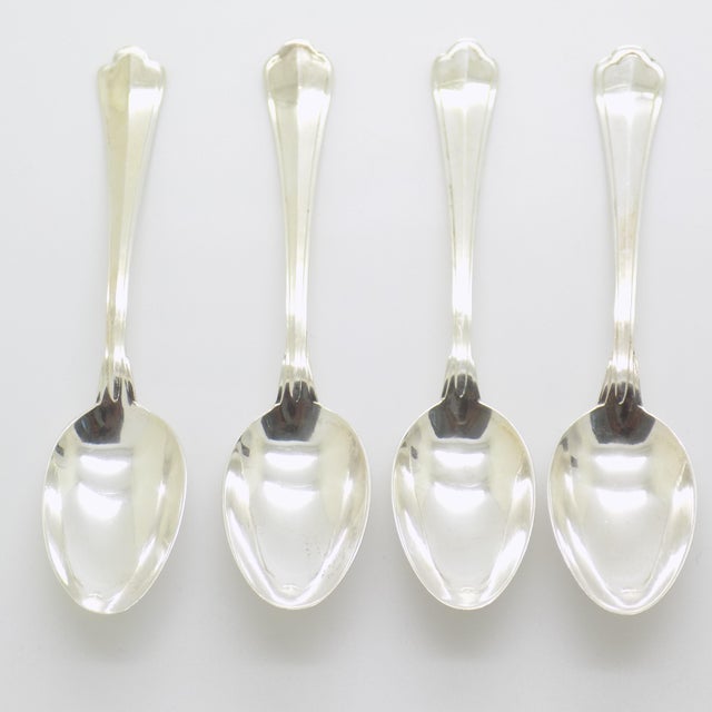 Vintage Italian Handmade Genuine Silver Sugar Spoons, 1970s, Set of 4 For Sale - Image 3 of 12