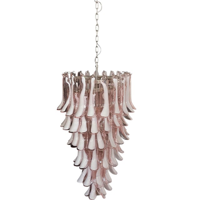 Murano Blush Pink Glass Chandelier with Hand-Blown Petals from Justfurnituress SRL For Sale - Image 14 of 18
