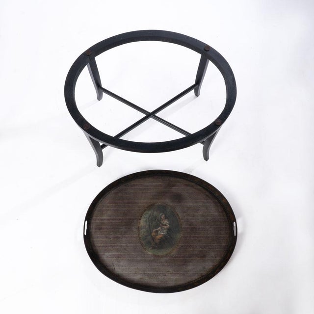 Early 20th Century Oval Tole Tray on Stand For Sale - Image 6 of 12