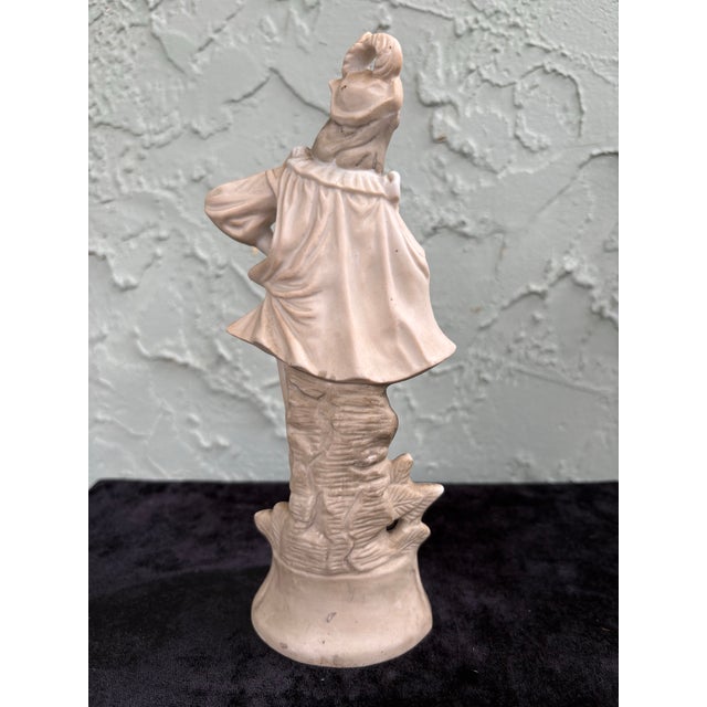 1960s Vintage Hand-Painted Fern Japan Porcelain Figure – Victorian-Style Youth on Tree Stump 8.75” For Sale - Image 5 of 8