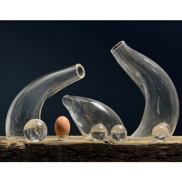 Postmodern Vintage Postmodernist Biomorphic Hand Blown Glass Sculpture Set For Sale - Image 3 of 7