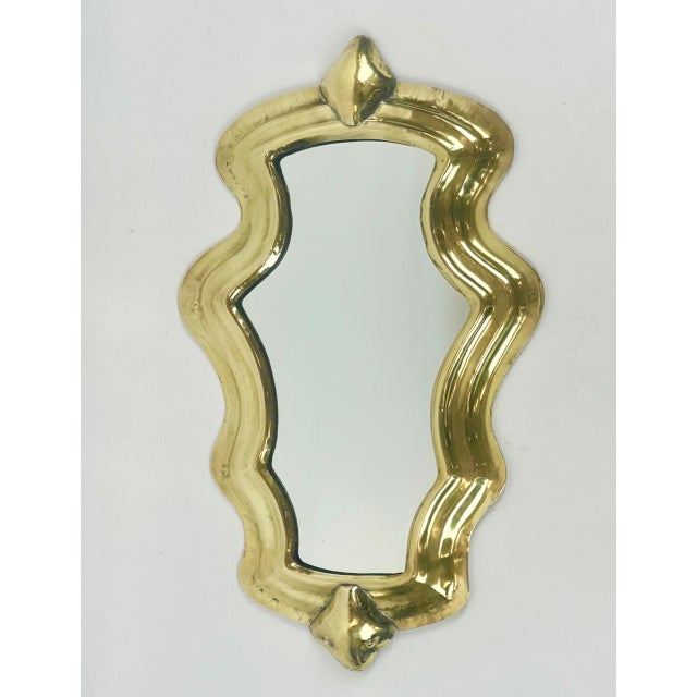 Antique Polished Wall Mirror in Brass, 19th Century For Sale - Image 5 of 12