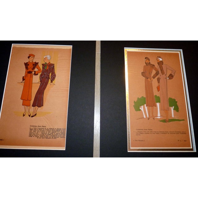 This rare matched pair of original 1931 hand-colored pochoir plates features exquisite winter designs by the legendary...