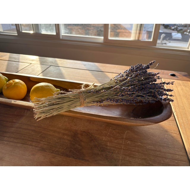 Late 20th Century Hand-Carved Extra Long Wooden Dough Bowl For Sale In Los Angeles - Image 6 of 8