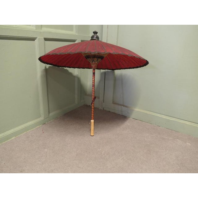 1920s Vintage Art Deco Painted Bamboo Parasol, 1920 For Sale - Image 5 of 8
