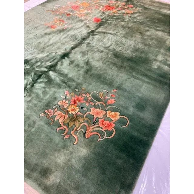 Green 1930's Vintage Nicholas Chinese Rug For Sale - Image 8 of 11