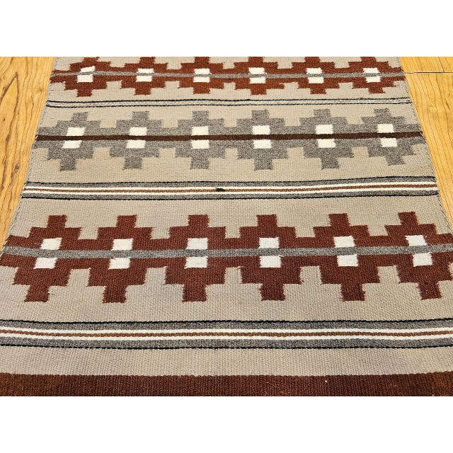 Vintage Native American Indian Navajo Rug, Geometric Banded Pattern, Wool & Cotton, 2x3 For Sale - Image 11 of 14