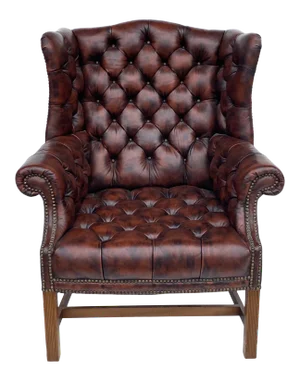 Vintage Tufted Faux Leather English Style Wing Chair