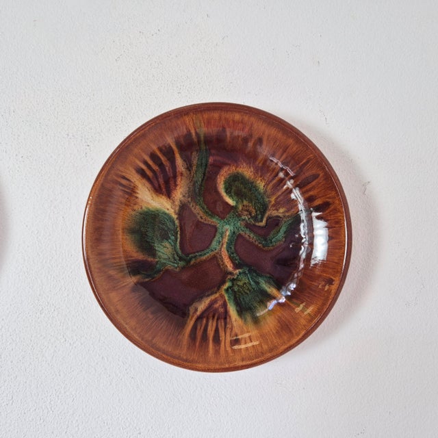 Brown Mid-Century Ceramic Wall Plate from Łysa Góra, Poland, 1960s For Sale - Image 8 of 8