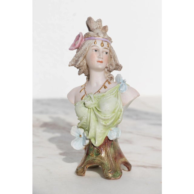 1900s Art Nouveau Small Woman Bust, Bisque Porcelain, Germany For Sale - Image 13 of 13