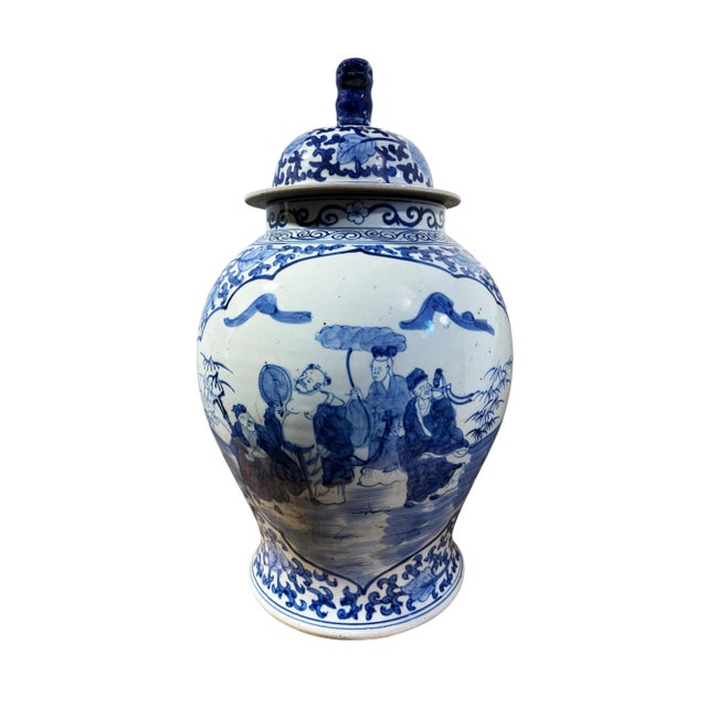 Vintage Chinoiserie Large Blue and White Porcelain Ginger Jar 23" H For Sale In New York - Image 6 of 13
