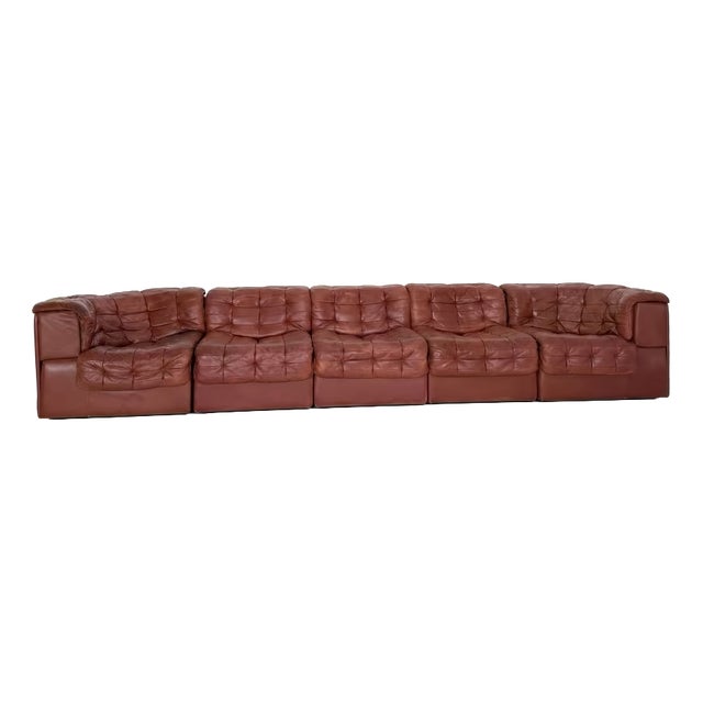 DS-11 Modular Leather Sofa from de Sede, Set of 5 For Sale