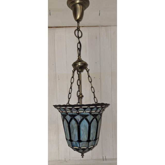 Vintage Ceiling Lamp with Handcrafted Dome in Colored Glass Elements and Metal Mount, 1980s, in Very Good conditions....