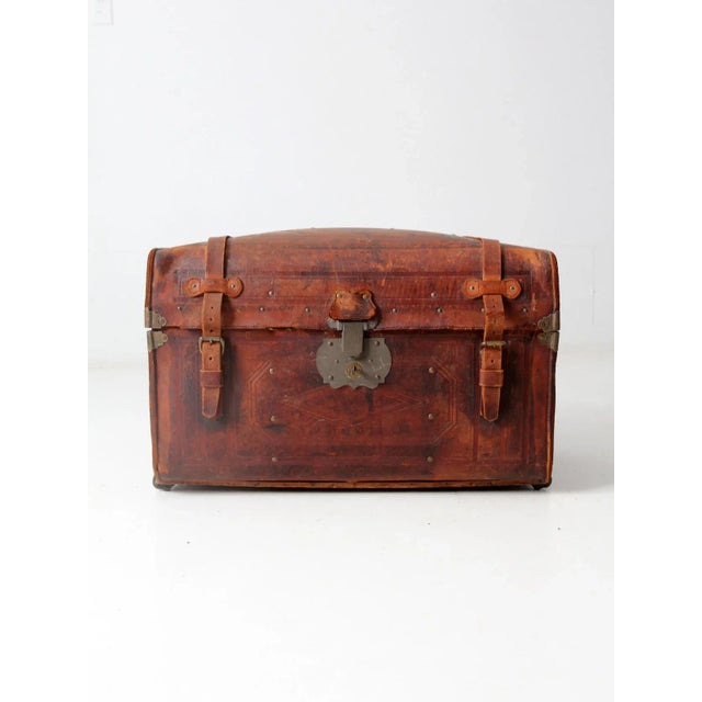 Antique Leather Trunk For Sale - Image 13 of 13