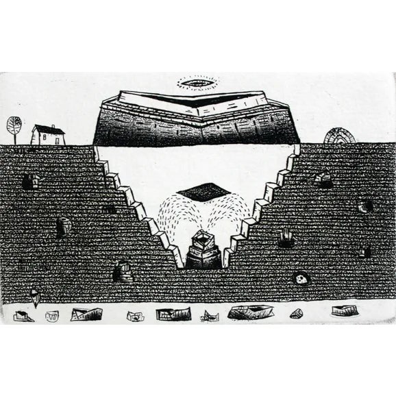 Jerzy Dmitruk, a Ray of Hope Hovering Over the Fragile Structure of the World A Home Gold and Diamond Mine, 2015, Etching & Paper For Sale