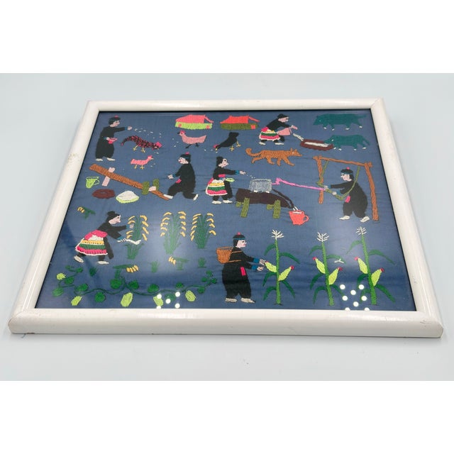 Folk Art Hmong "Story Cloth" (Paj Ntaub Dab Neeg) Handcrafted Embroidery Textile For Sale - Image 4 of 6