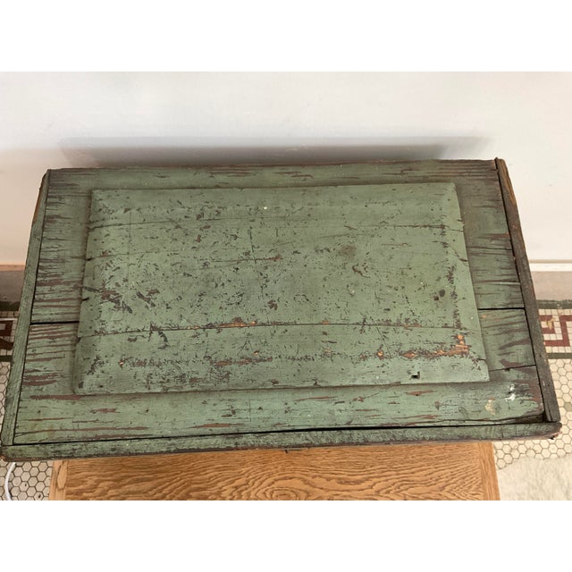 Early 20th Century Rustic Green Painted Wooden Storage Chest or Trunk For Sale - Image 10 of 14