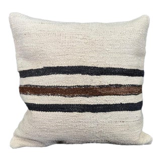 Turkish Hemp Pillow Cushion Natural Beige Black Cushion Cover 20"x20" For Sale