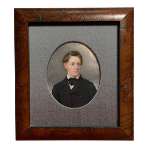 Antique Portrait Miniature of a Man With Blue Eyes