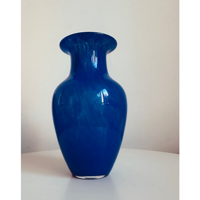 Mid-Century Modern Alberto Donà Blue Murano Glass Vase Ultramarine 1950s Italy For Sale - Image 3 of 7