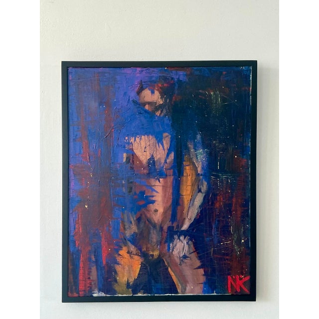 Vintage Boho Original Abstract Figurative Oil on Canvas Painting For Sale In West Palm - Image 6 of 12