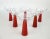 Set of six vintage Venetian collectible Grand Marnier Campagne Coupes, martini glasses with red satin stems. Marked on...