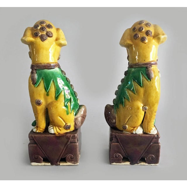 1920s Chinese Export Yellow Foo Dogs - a Pair For Sale - Image 4 of 10