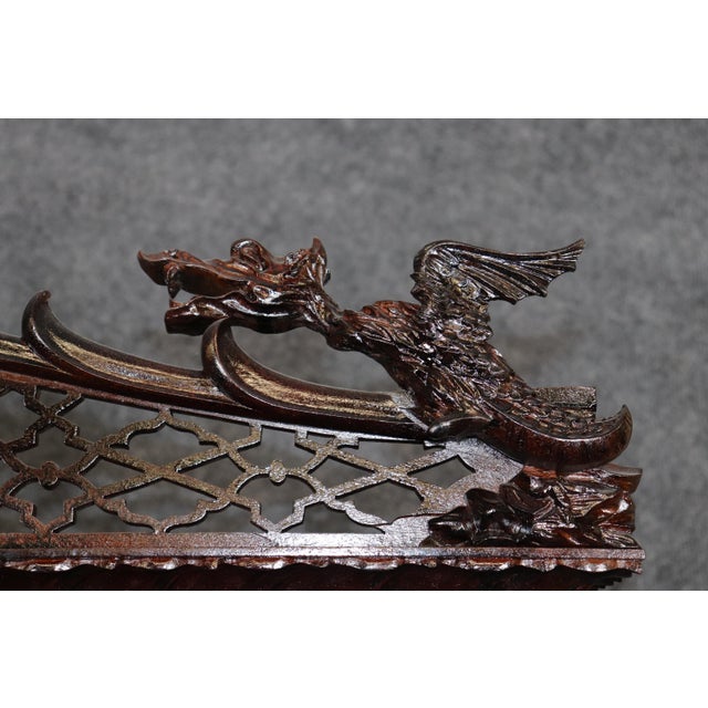 Dragon Carved 1900's English Chinese Chippendale Style English Mahogany Vitrine For Sale - Image 10 of 11