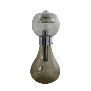 Space Age Italian Birillo Table Lamp in Glass and Steel from Mazzega, 1960s For Sale
