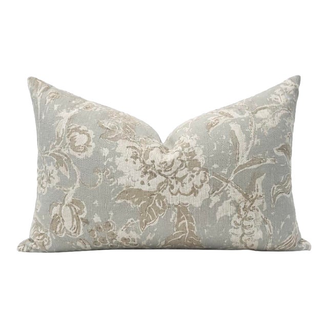 French Blue & Fawn Gray Designer Pillows — 12" X 16" For Sale