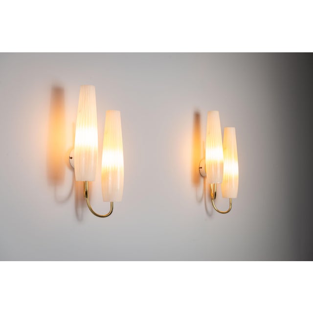 Double Shades Sconces with Brass Details, 1960s, Set of 2 For Sale - Image 16 of 16