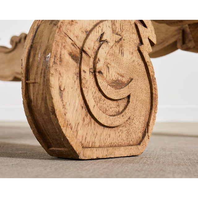 19th C. Spanish Baroque Bleached Oak Farmhouse Dining Table For Sale - Image 10 of 18