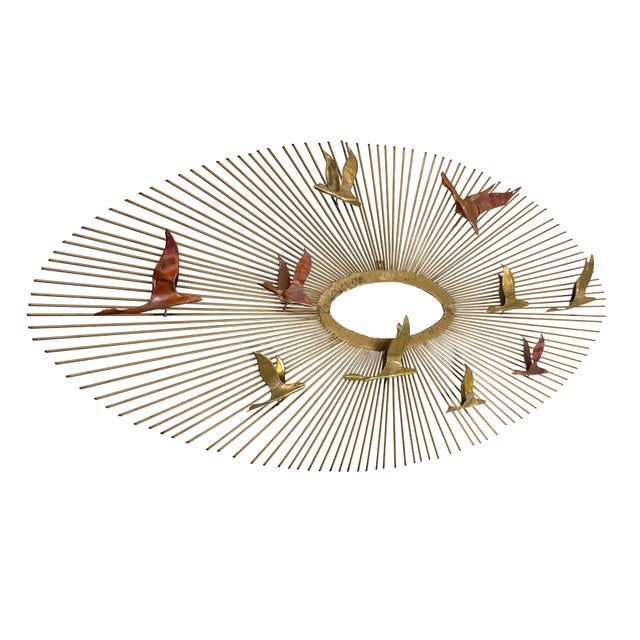 William Friedle Vintage 1960s Birds in Flight Wall Sculpture Starburst Brass Copper Mid-Century Modern Metal Art For Sale - Image 4 of 15