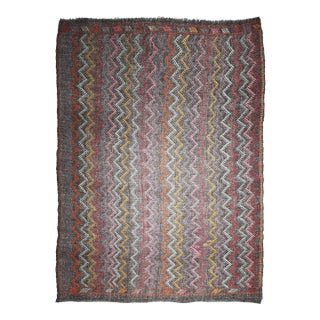 Vintage Anatolian Cicim Kilim With Zigzag Motifs – Handwoven Tribal Flatweave -6' 3'' X 9' 6 For Sale