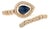 14k Yellow Gold Pear-Shape Blue Sapphire & Diamond Bypass Ring Size 7 For Sale