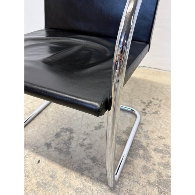 Mies Van Der Rohe Tubular Brno Black Leather 245 Chair for Knoll, 1980s For Sale - Image 12 of 14