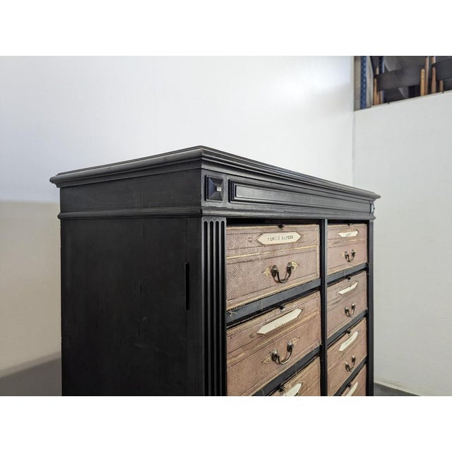 Blackened Wooden Cardboard Box Cabinet For Sale - Image 3 of 8