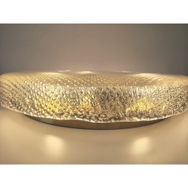Vintage Textured Glass and Brass Flush Mount from Hillebrand Leuchten, Germany, 1970s For Sale - Image 16 of 18
