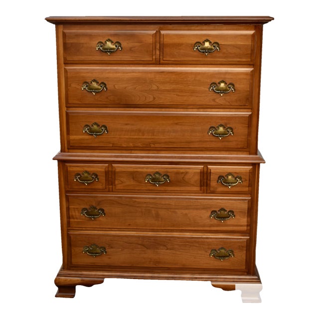 Vintage Taylor-Jamestown Solid Cherry Traditional Style Chest on Chest For Sale