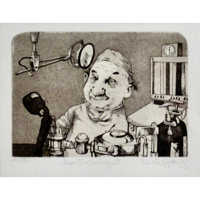 This artwork titled "The Anesthesiologist c.1975 is an original etching by noted American artist Charles Bragg, 1931-2017....