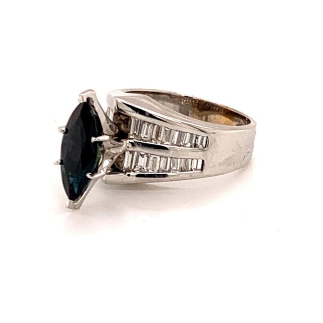 Diamond Sapphire Ring 14k White Gold 3.60tcw Women Certified For Sale - Image 4 of 8